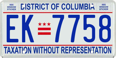 DC license plate EK7758