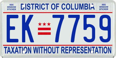 DC license plate EK7759