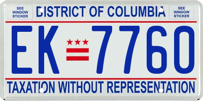 DC license plate EK7760