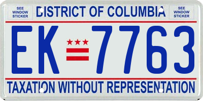 DC license plate EK7763