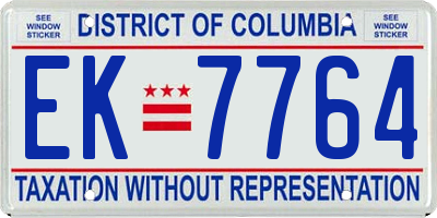 DC license plate EK7764