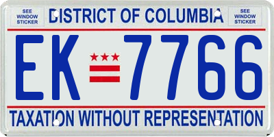 DC license plate EK7766