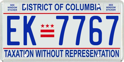 DC license plate EK7767