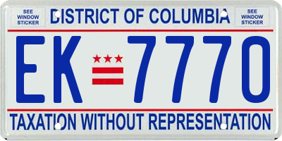 DC license plate EK7770