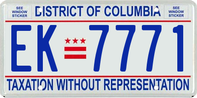 DC license plate EK7771