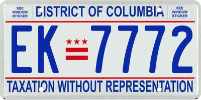 DC license plate EK7772