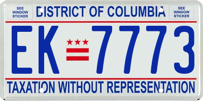 DC license plate EK7773