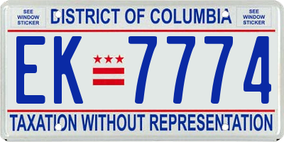 DC license plate EK7774