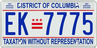 DC license plate EK7775