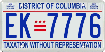 DC license plate EK7776