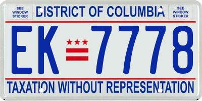 DC license plate EK7778