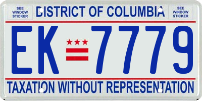 DC license plate EK7779