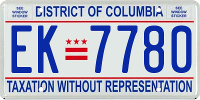 DC license plate EK7780