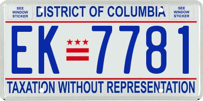 DC license plate EK7781