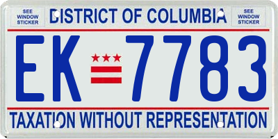 DC license plate EK7783