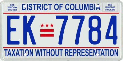 DC license plate EK7784