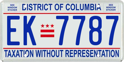 DC license plate EK7787