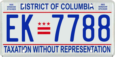 DC license plate EK7788