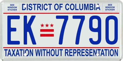 DC license plate EK7790