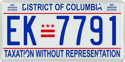 DC license plate EK7791