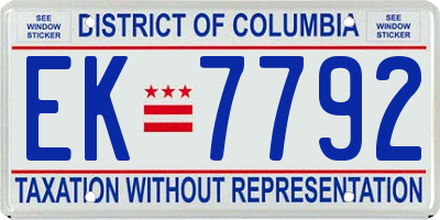 DC license plate EK7792