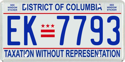 DC license plate EK7793