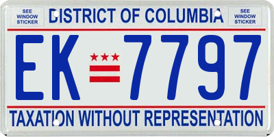 DC license plate EK7797