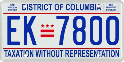 DC license plate EK7800