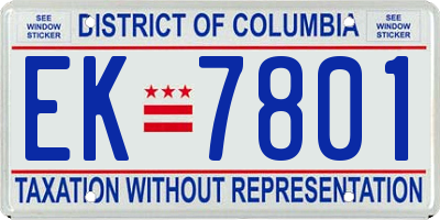 DC license plate EK7801