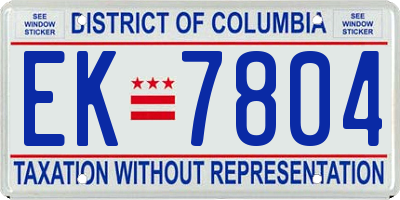 DC license plate EK7804