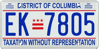 DC license plate EK7805