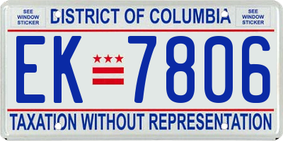 DC license plate EK7806