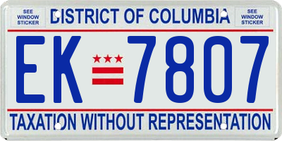 DC license plate EK7807