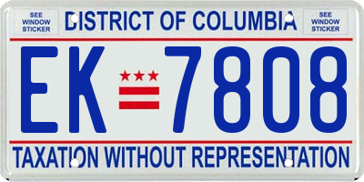 DC license plate EK7808