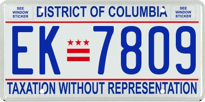 DC license plate EK7809