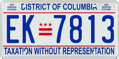 DC license plate EK7813