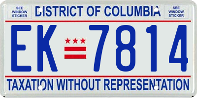 DC license plate EK7814