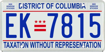 DC license plate EK7815