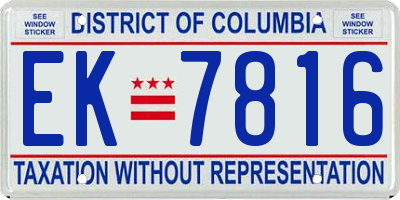 DC license plate EK7816