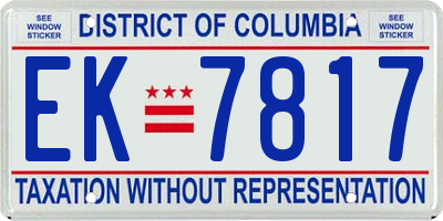 DC license plate EK7817