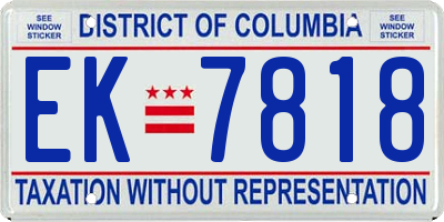 DC license plate EK7818