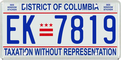 DC license plate EK7819