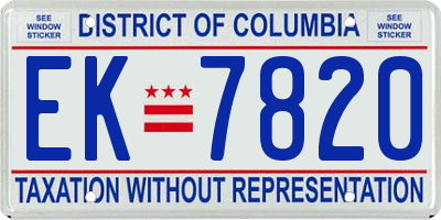 DC license plate EK7820