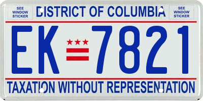 DC license plate EK7821