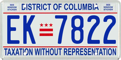 DC license plate EK7822