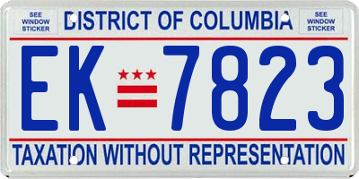 DC license plate EK7823