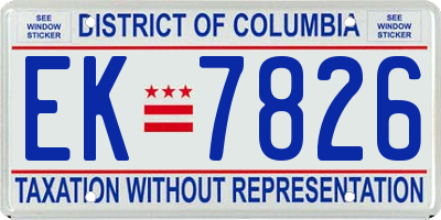 DC license plate EK7826