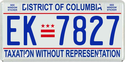 DC license plate EK7827