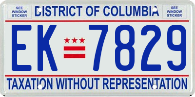 DC license plate EK7829