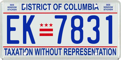 DC license plate EK7831